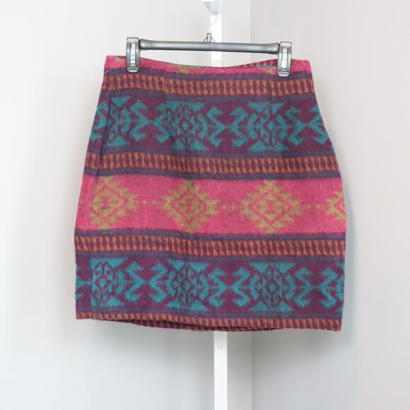 Vintage Clio Aztec Wool Look Skirt | Size 10 | Southwest Tribal Print - Picture 2 of 7
